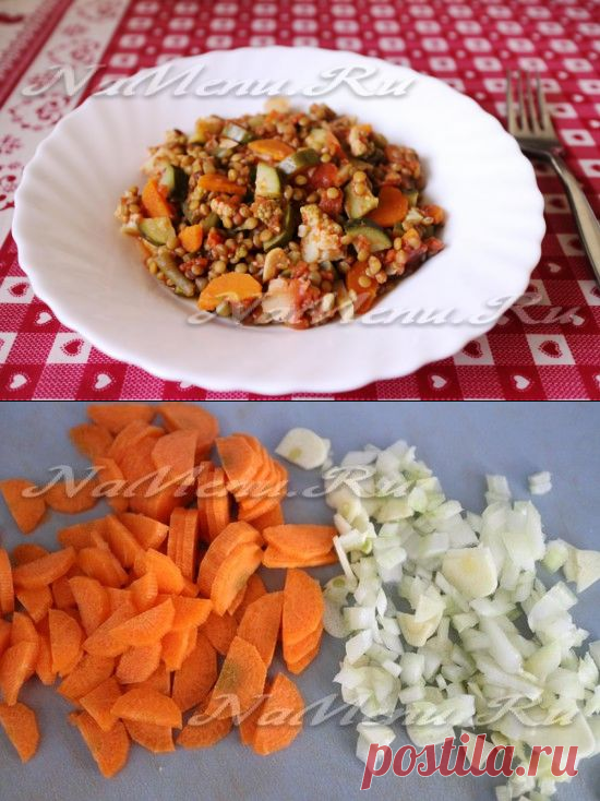 Чечевица тушеная с овощами в томатном соусе