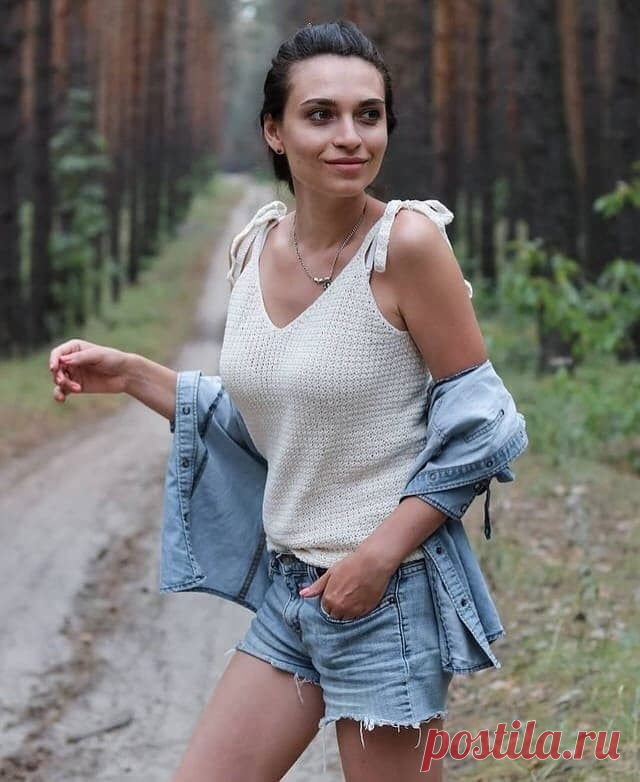 Топ с узором "путанка" крючком от @evgeniya_oleynick - KNITTLY.ART