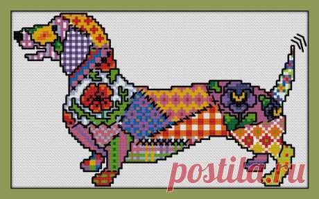 Dachshund Patchwork Cross Stitch PDF Pattern Download Cross | Etsy
