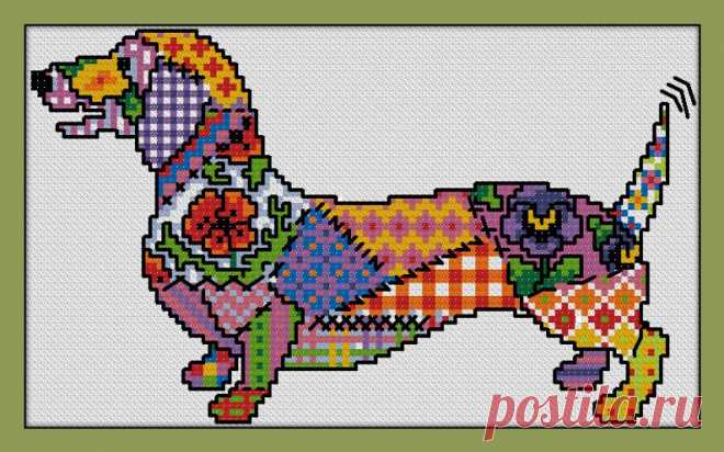 Dachshund Patchwork Cross Stitch PDF Pattern Download Cross | Etsy
