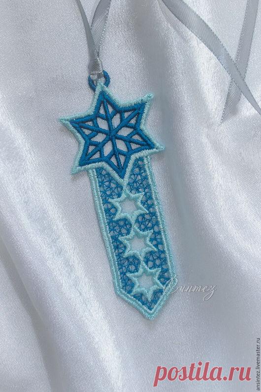 Купить Закладка для книг вышитая Восточная ночь двухцветная книжная закладка - морская волна