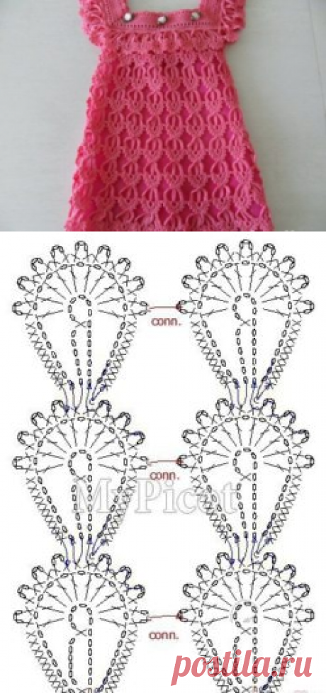 Платье для девочки узором «перо ангела» - Все своими руками