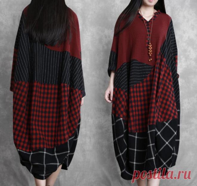 Women Oversized midi dress cocoon dress robe plus size | Etsy