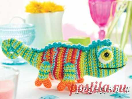 Игрушка крючком – Хамелеон