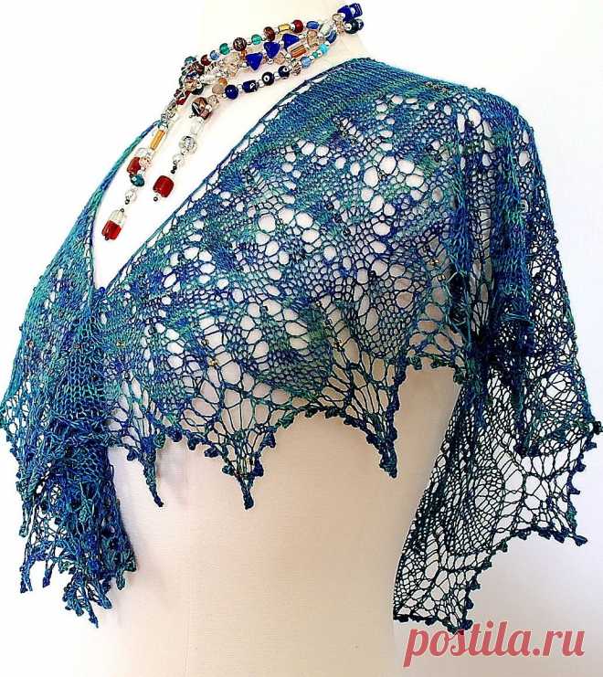 Шаль спицами Sweet Dreams Шаль спицами Sweet Dreams (Сладкие  грезы) от дизайнера Boo Knits из In Love Collections. Шаль спицами в форме небольшого полумесяца выполняется из тонкой пряжи с добавлением во время вязания бусин.