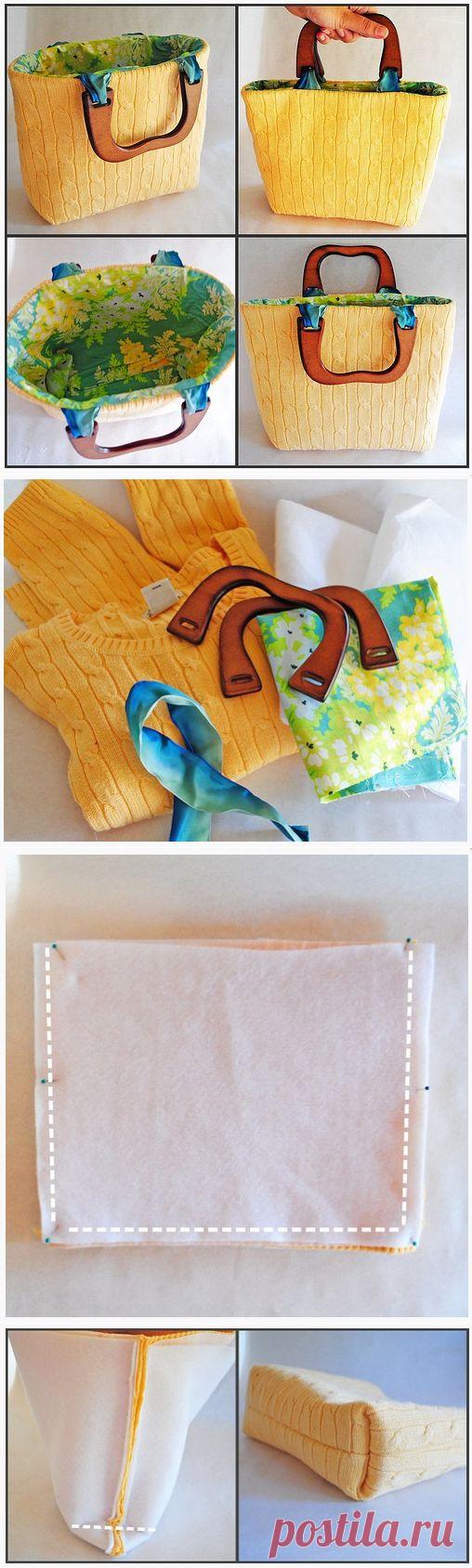 КРАСИВАЯ СУМКА ИЗ СВИТЕРА СВОИМИ РУКАМИ | Варварушка-Рукодельница