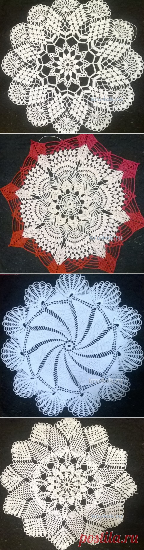 Вязаные салфетки. Работы Анжелики Романюк - вязание крючком на kru4ok.ru