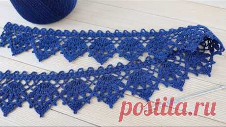 Красивое КРУЖЕВО крючком ВЯЗАНИЕ для начинающих КАЙМА схема узора Crochet Tape Lace Edge pattern