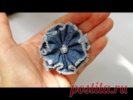 Тканевый цветок. Переделка джинсов. DIY. Мастер класс