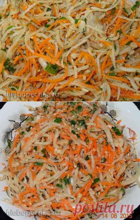 Салот из кольраби с морковью и чесноком