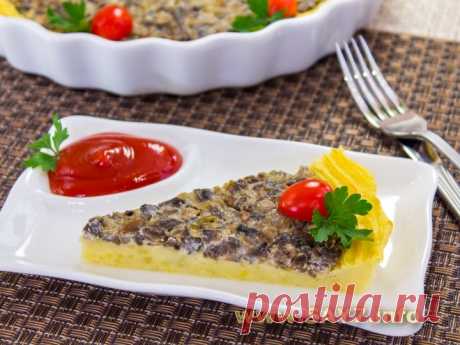 Запеканка с грибами и картофельным пюре
