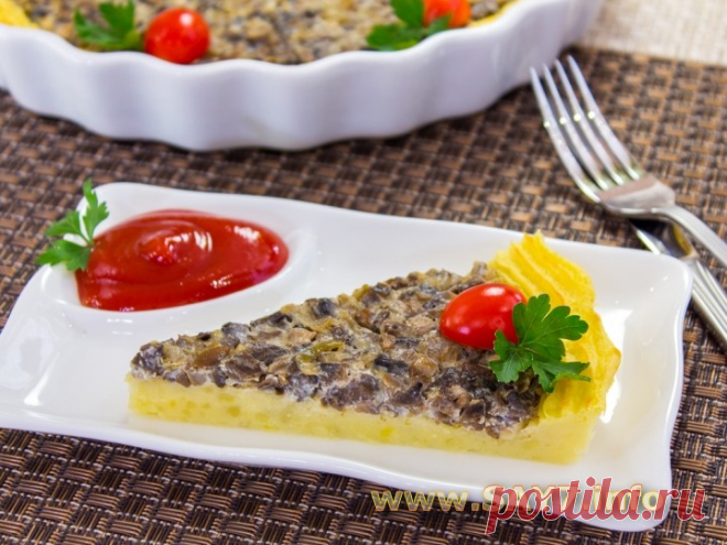 Запеканка с грибами и картофельным пюре