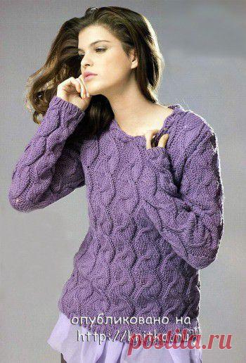 Джемпер с узорами из рубрики Вязание для женщин. Вязание спицами модели и схемы на kNITKA.ru