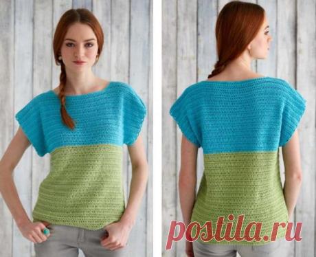 Как связать топик крючком в стиле Color Block (цветной блок) | Kabeta.by