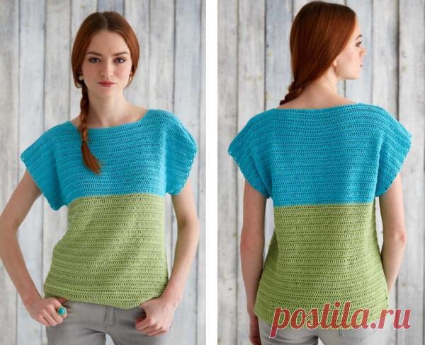 Как связать топик крючком в стиле Color Block (цветной блок) | Kabeta.by
