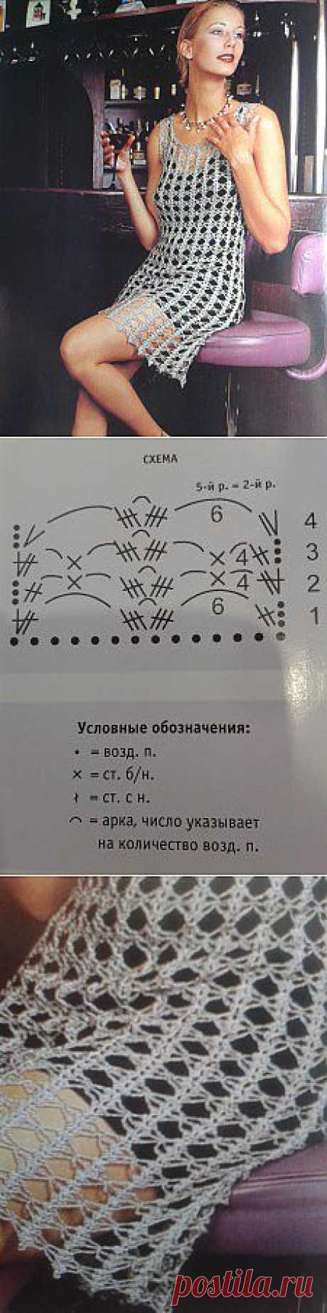 Красивое платье серебристого цвета, связанное крючком. Вяжите с нами | УЮТНЫЙ ДОМ