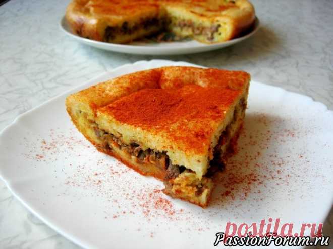 Закусочный пирог с куриной печенью (Наливной пирог)