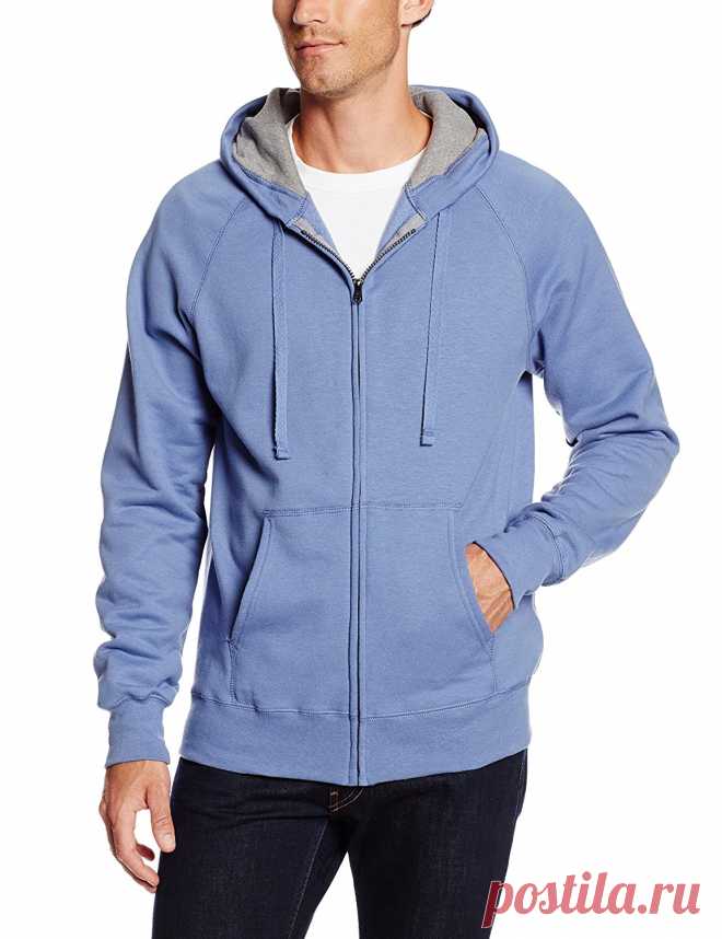 Hanes Men's Full Zip Nano Premium Lightweight Fleece Hoodie, Vintage Denim, Medium at Amazon Men’s Clothing store: