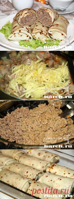 Блинчики, фаршированные куриными потрошками