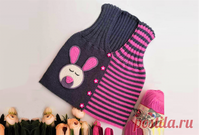 Простейший способ связать детский жилет (описание) | Идеи рукоделия | Дзен