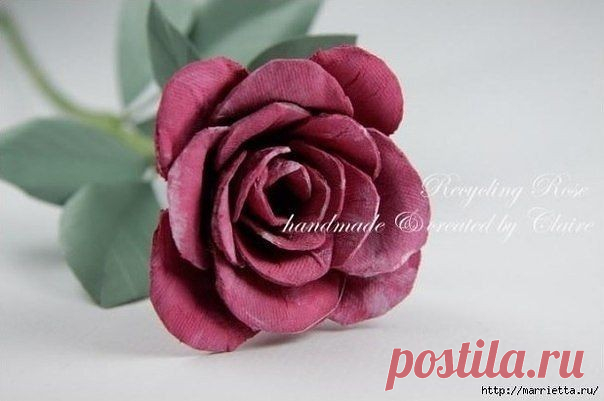 Крaсивая роза из яичных лотков