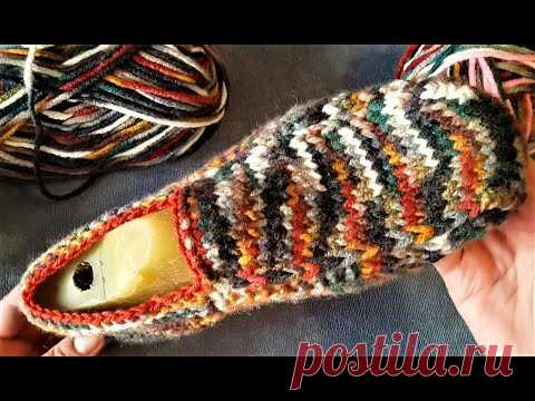 Следки для мужчины двумя спицами без швов