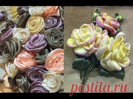 КОМБИНИРОВАННАЯ РОЗА -- ШКОЛА ВЫШИВКИ ЛЕНТАМИ  Татьяны Шелиповой / How to Make ROSE