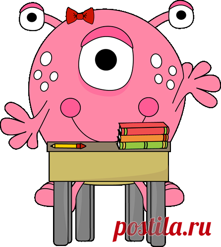 Girl Monster in School Clip Art - Girl Monster in School Image