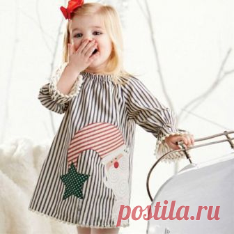 Stylish Santa Print Striped Long-sleeve Dress for Baby Girl | PatPat