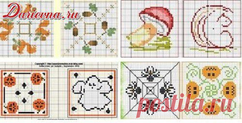 Вышивка крестом схемы бискорню с осенним настроением