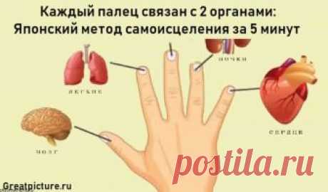 Японский метод самоисцеления за 5 минут Каждый палец связан с 2 органами: Японский метод самоисцеления за 5 минут.Запоминайте Стимуляция правильных точек улучшает здоровье. Японцы на протяжении веков использовали эффективные альтернативные методы лечения, и сегодня мы покажем один из них, который занимает всего 5 минут!Джин Шин...