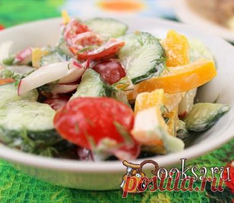 Салат из свежих овощей с йогуртовой заправкой фото рецепт приготовления