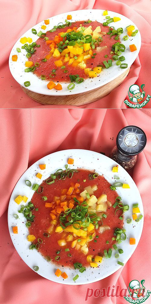 Томатный холодный суп с овощами - кулинарный рецепт