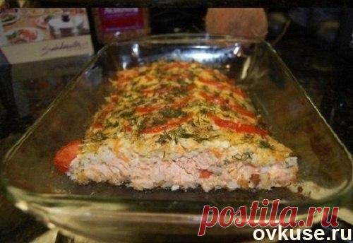 Запеченная красная рыба, с рисом, сыром и овощами - Простые рецепты Овкусе.ру