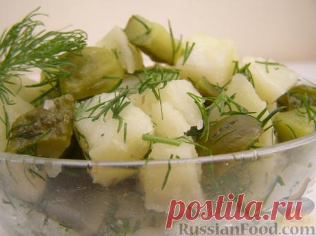 Рецепт: Салат картофельный с маринованными огурцами и укропом на RussianFood.com
