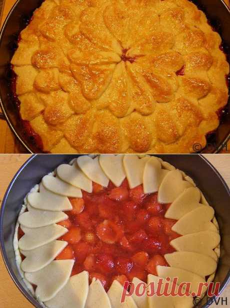 песочный пирог с клубникой &quot;СердеШный&quot;- не только очень вкусный, но еще и очень красивый!.