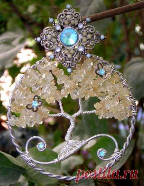 (35) Citrine Tree of Life Wire Wrapped Pendant One Of A Kind