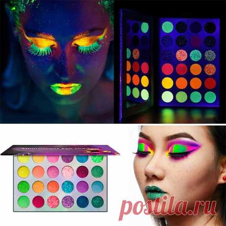 24 colors waterproof glow eyeshadow palette eyeshadow palette neon glow in the dark luminous eyeshadow for festivals/party/halloween/christmas Sale - Banggood.com