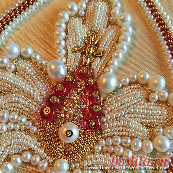 Stylized Pomegranate in Pearl & Goldwork Embroidery – Needle’nThread.com