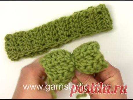 DROPS Crocheting Tutorial: How to work a hair band with a bow in Baby DROPS 25-13