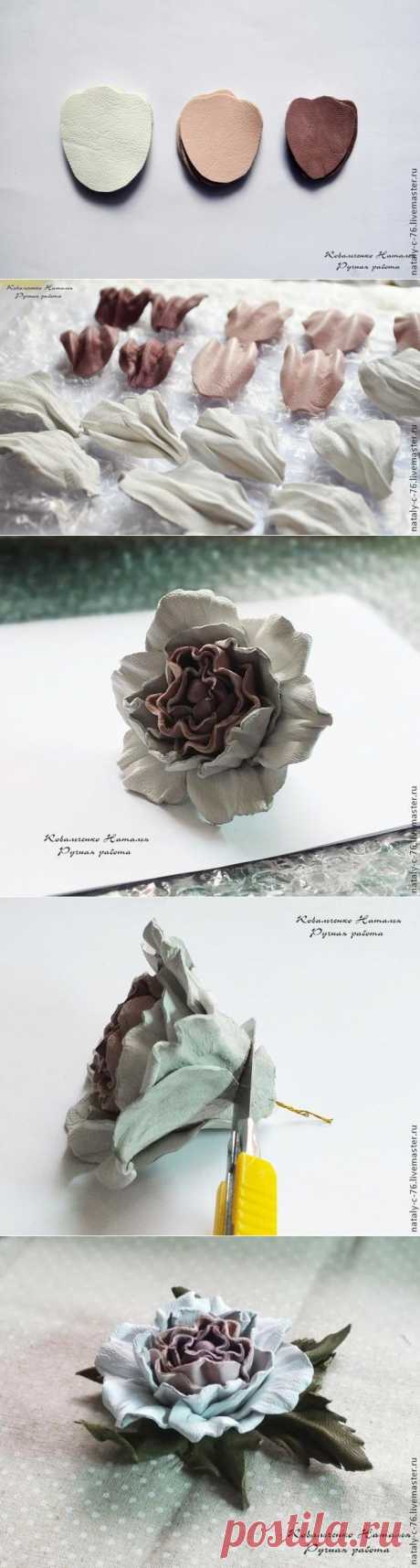 Как сделать розу из кожи. Мастер-класс. Ковальченко Наталья.