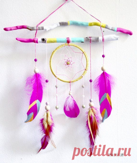 Summer Solstice Painted Driftwood Dream Catcher Mobile