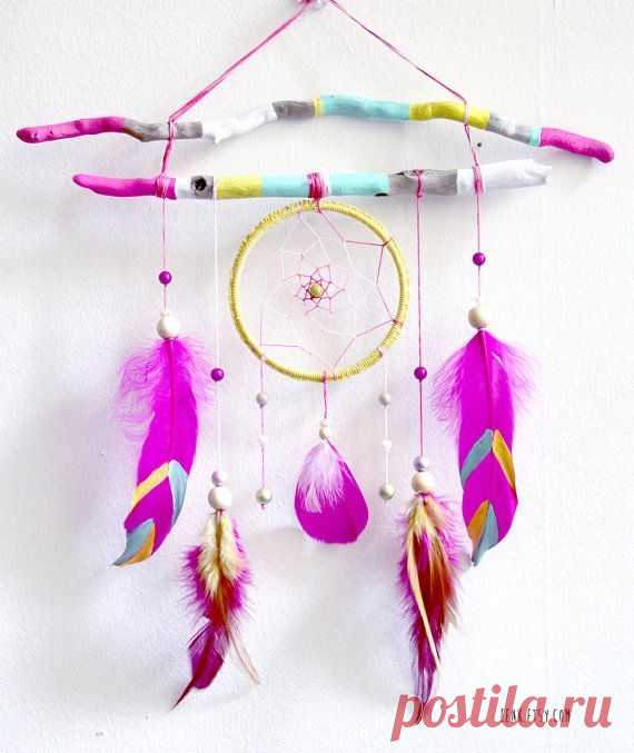 Summer Solstice Painted Driftwood Dream Catcher Mobile