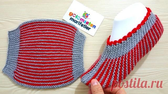 Легкие следки спицами одним полотном выполнила Gülümseten Marifetler
Описание: http://prjaga.ru/vyazanie-dlya-zhenshchin/noski-tapki/legkie-sledki-spicami-odnim-polotnom