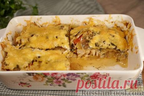 Рецепт: Рыба, запечённая с картофелем, помидорами и сыром на RussianFood.com