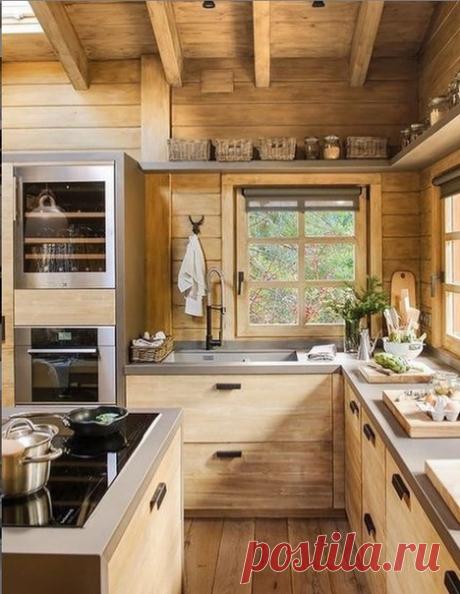 Подборка кухонь с естественным деревом