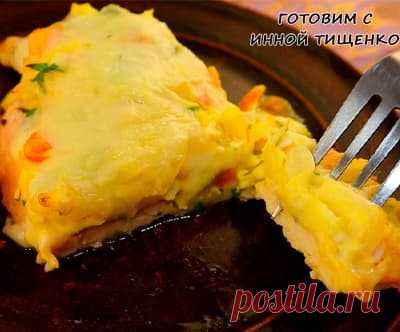 Куриное филе под сырно-овощной шубкой