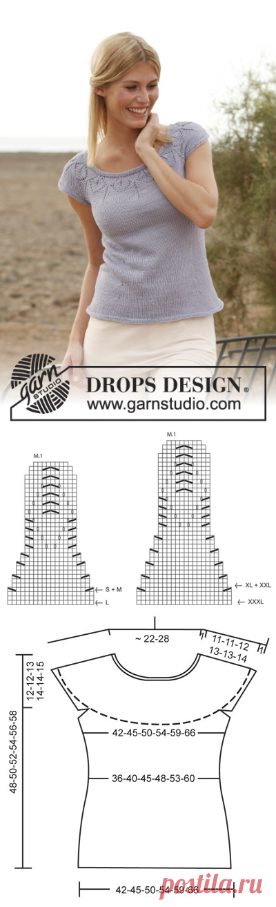 Mirabell - DROPS topp i ”Muskat” med rundfelt bærestk og hullmønster. Str S - XXXL - Free pattern by DROPS Design