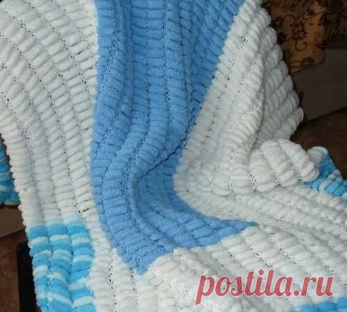 Плед из помпонной пряжи