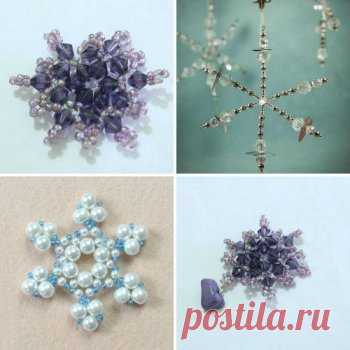 Три снежинки из бисера своими руками